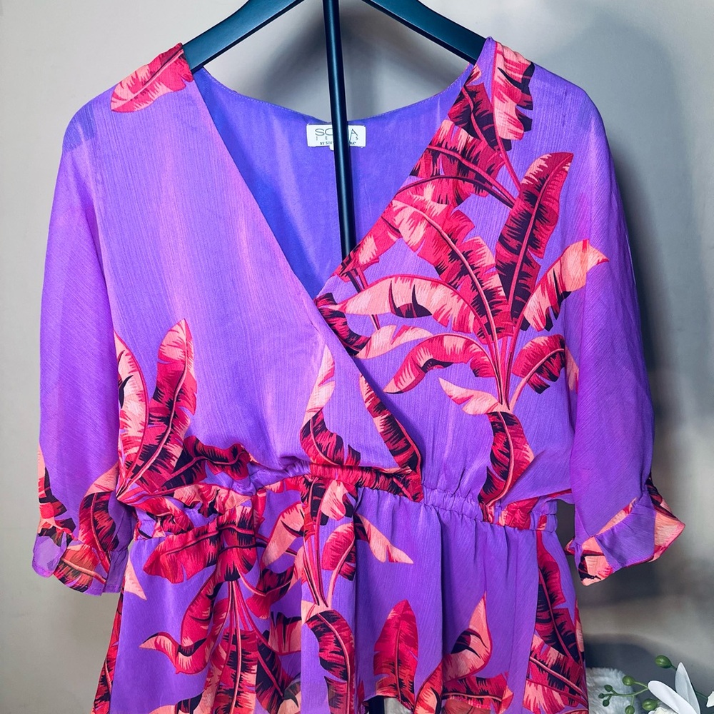 Sofia by Sofia Vergara Purple and Red Blouse